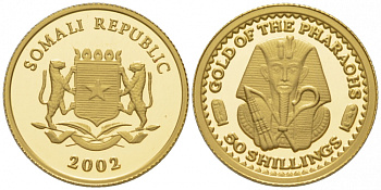 Сомали 50 шиллингов 2002 золото фараонов Египта KM 162 золото PROOF 00-00