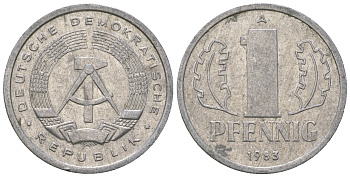 ГДР 1 пфенниг 1983 А KM 8.2 алюминий 4623-452