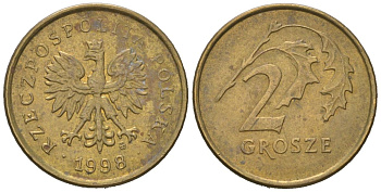 Польша 2 гроша 1998 MW KM 277, Parchimowicz 702e латунь aUNC 4567-1024