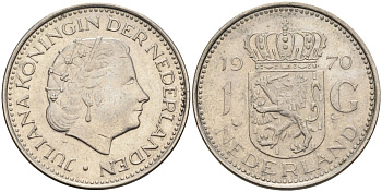 Нидерланды 1 гульден 1970 Юлиана (1948-1980) KM 184а никель 4171-115