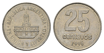 Аргентина 25 сентаво 1996 ратуша Буэнос-Айреса KM 110a медно-никель 4575-722