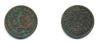 ГЕРМАНИЯ 1 ПФЕННИГ 1900 A KM 10, J. 10 медь 4379-912