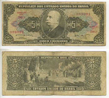 БРАЗИЛИЯ 5 КРУЗЕЙРО 1962 ПОДПИСЬ 11, БАРАО ДО РИО БРАНКО Pick 176a бумага 7548-51-3