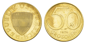 Австрия 50 грошей 1974 KM 2885 алюминиевая бронза PROOF 4124-241