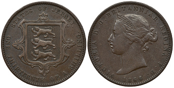 Джерси 1/13 шиллинга 1866 Виктория (1837-1901) KM 5 бронза 650-324