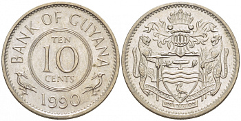 ГАЙАНА 10 ЦЕНТОВ 1990 РЕСПУБЛИКА KM 33 медно-никель 3309-644