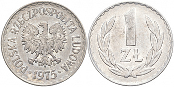 ПОЛЬША 1 ЗЛОТЫЙ 1975 MW KM 49.1 алюминий 68-423