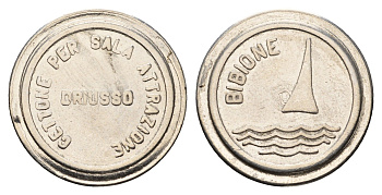 Италия, Бибионе жетон для прохода на пляж диаметр 24 мм, вес 5,4 гр нержавеющая сталь 4670-811