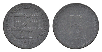 Херсбрук 5 пфеннигов 1917 Funck 210.1, Men18 14367.1 цинк 4639-124