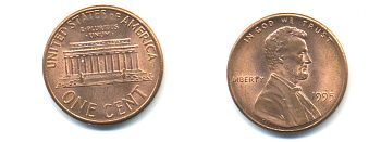 США 1 ЦЕНТ 1995 ЛИНКОЛЬН KM 201b цинк плакированный медью UNC 179-456