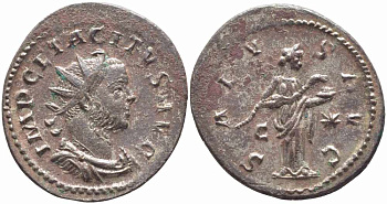 Римская Империя аврелианиан 276 Тацит SALVS AVG Лугдун about Extremely fine RIC 57 бронза, серебрение 1073-16-104