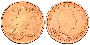Люксембург 2 евроцента 2004 KM 76 сталь плакированная медью UNC 4147-811