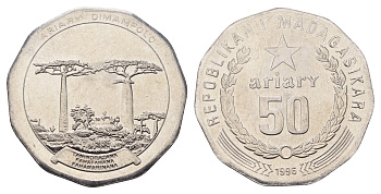 Мадагаскар 50 ариари 1996 год-тип KM 25.1 нержавеющая сталь UNC 4672-146