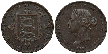 Джерси 1/26 шиллинга 1870 Виктория (1837-1901) KM 4 бронза 4393-123