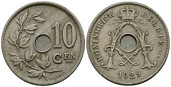 Бельгия 10 сантимов 1929 Belgie KM 86 медно-никель 4395-1142