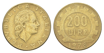 Италия 200 лир 1978 R, шестерня KM 105 алюминиевая бронза 4704-835
