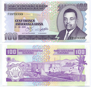 Бурунди 100 франков 2001 Кронпринц Луи Рвагасоре, строительство дома Pick 37 c бумага UNC (пресс) 8589-23-2-2