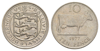 Гернси 10 пенсов 1977 KM 30 медно-никель 4566-226