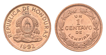 Гондурас 1 сентаво 1992 KM 77a сталь плакированная медью UNC 4668-759