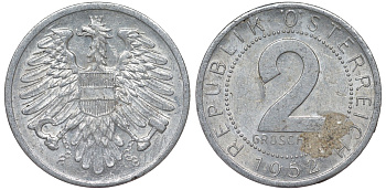 Австрия 2 гроша 1952 KM 2876 алюминий 4164-252