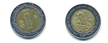 Мексика 1 песо 2008 KM 603 биметалл 3999-946