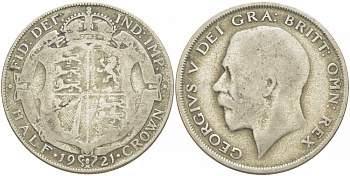 Великобритания 1/2 кроны 1921 Георг V (1910-1936) KM 818.1а, Spink 4021А серебро 29-1023