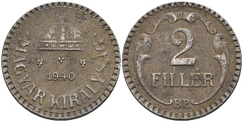 Венгрия 2 филлера 1940 KM 518.2 сталь 4115-963