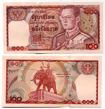 Таиланд 100 батов 1978 король Рама IX, подпись 62 Pick 89 (15) бумага UNC (пресс) 00-000-00