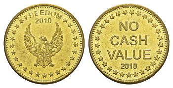 Великобритания игровой жетон No Cash Value 2010 диаметр 25 мм, вес 5,3 гр латунь aUNC 4656-351