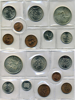 ЮАР государственный набор из 8 монет 1970 тираж 16000 экз. KM MS7 (KM 81-88)   UNC  00-00