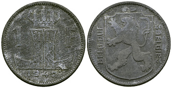 Бельгия 1 франк 1942 KM 127 цинк 4177-1033