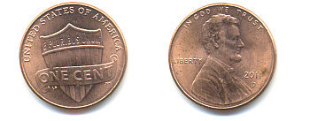 США 1 ЦЕНТ 2011 D ЛИНКОЛЬН, ЩИТ KM 469 цинк плакированный медью 86-364