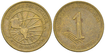 Эквадор 1 сентаво 2000 KM 104 медно-никель 4611-858