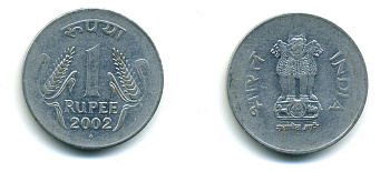 Индия 1 рупия 2002 KM 92.2 сталь 4364-531