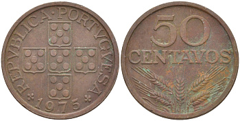 Португалия 50 сентаво 1975 KM 596 бронза 219-922