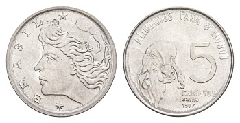 Бразилия 5 сентаво 1977 ФАО - Зебу KM 587 нержавеющая сталь UNC 4644-423