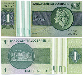 БРАЗИЛИЯ 1 КРУЗЕЙРО 1980 ПОДПИСЬ 20, СЕРИЯ В Pick 191Ас бумага UNC (ПРЕСС) 8611-37-3-1