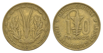 Западная Африка (BCEAO) 10 франков 1970 KM 1a медь алюминий никель 4656-833