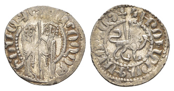 Киликийская Армения трам 1226-1271 Хетум I и царица Забель, держат крест/лев с патриаршим крестом  серебро    1516-722