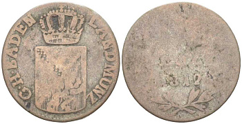 Баден 3 крейцера 1812 Карл Людвиг Фридрих (1811-1818) KM 148.1 серебро 4380-1024