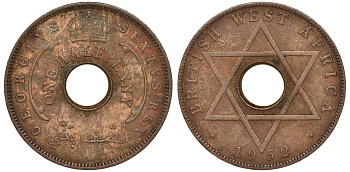 Британская Западная Африка 1/2 пенни 1952 H, Георг VI KM 27a бронза 25-1411
