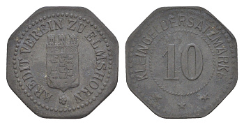 Эльмсхорн 10 пфеннигов ND Funck 115.2, Men22.2 8121.2 цинк 4636-1129