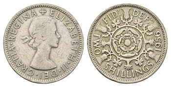 Великобритания 2 шиллинга (флорин) 1956 Елизавета II (1952-2022) KM 906, Spink 4146 медно-никель 4663-312