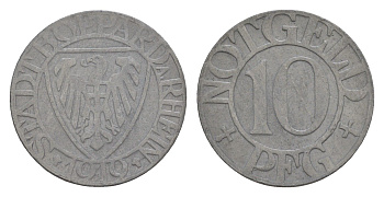 Боппард 10 пфеннигов 1919 Funck 53.2, Men05 3243.3, Men18 4165.3 цинк 4636-832