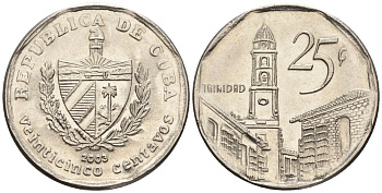 Куба 25 сентаво 2003 KM 577.2, JMA MC21, Schoen 715 сталь плакированная никелем 4114-911