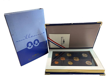 Франция евронабор из 8 монет 2000 в оригинальной упаковке монетного двора, тираж 15000 экземпляров PROOF 14-01-06-08