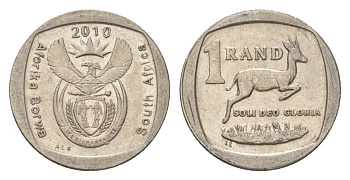 ЮАР 1 ранд 2010 KM 497 медь плакированная никелем 4627-547