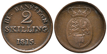 ДАНИЯ 2 СКИЛЛИНГА 1815 БАНКОВСКИЙ ТОКЕН, TOKEN ISSUES KM Tn4 (685) медь 100-749