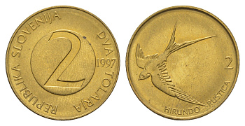 Словения 2 толара 1997  KM 5 латунь  UNC  4660-131