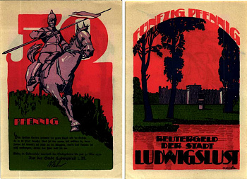 ЛЮДВИГСЛУСТ 50 ПФЕННИГОВ 1922 НОТГЕЛЬД, 31 МАЯ 1922, ЗЕМЛЯ МЕКЛЕНБУРГ ПЕРЕДНЯЯ ПОМЕРАНИЯ Grabowski 818.1 бумага 6318-30-1-2